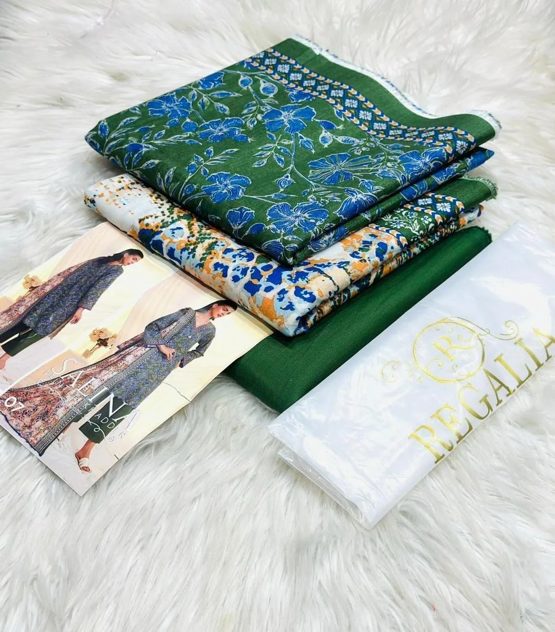 3 Pcs Women's Unstitched Printed Suit