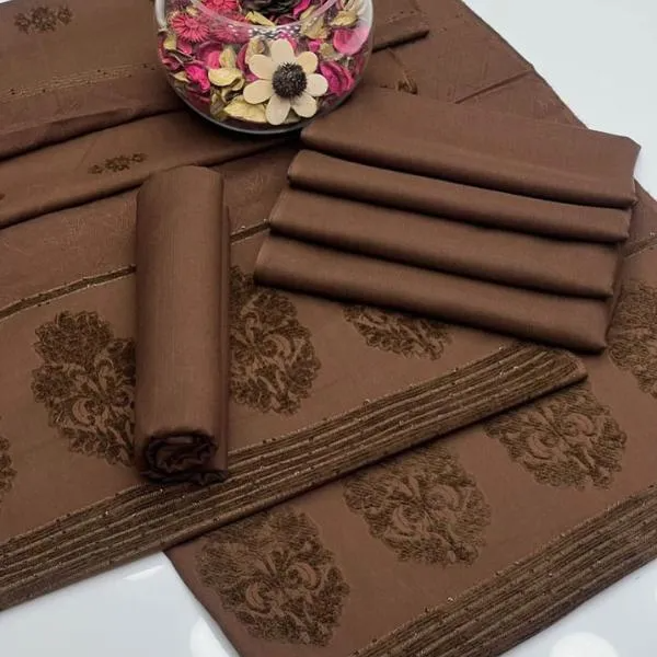 3 Pcs Women's Unstitched Embroidered Suit