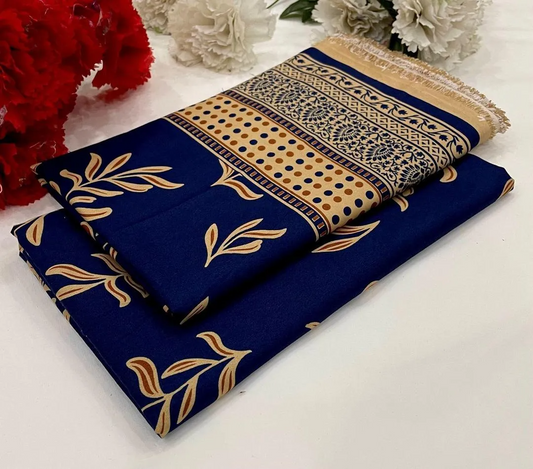 2 Pcs Women's Unstitched winter Printed Suit (All Over suit)