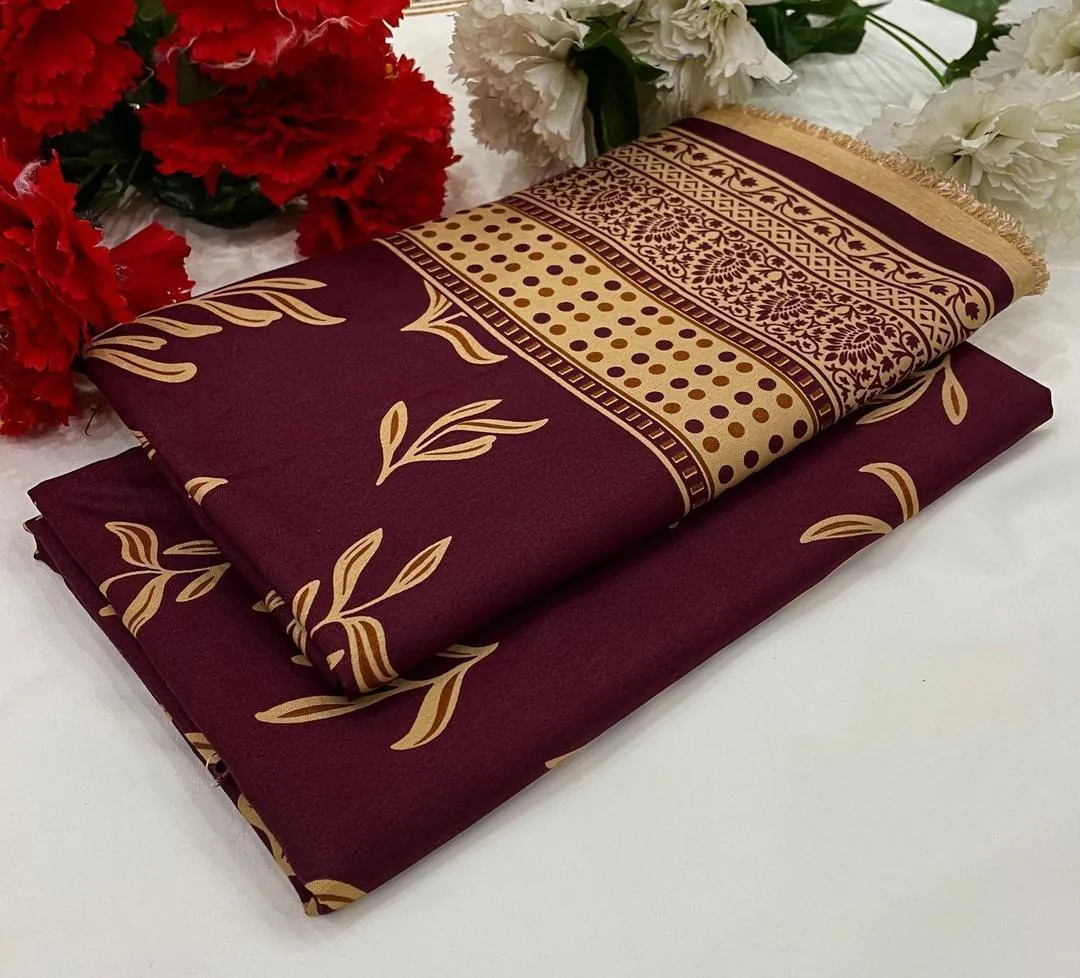 2 Pcs Women's Unstitched winter Printed Suit (All Over suit)