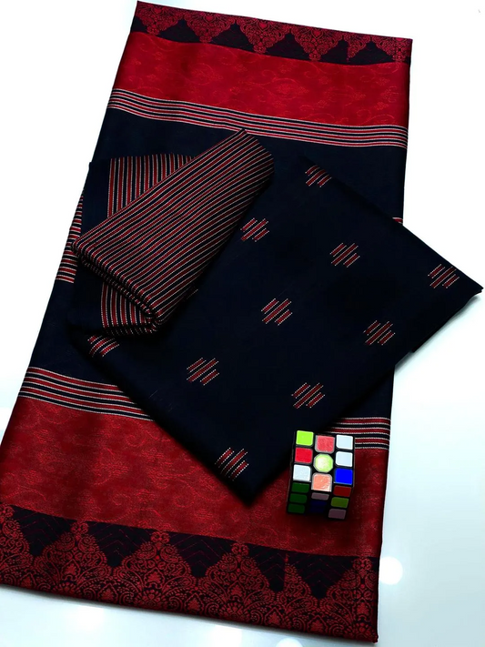 3 Pcs Women's Unstitched Printed Embroidered Suit