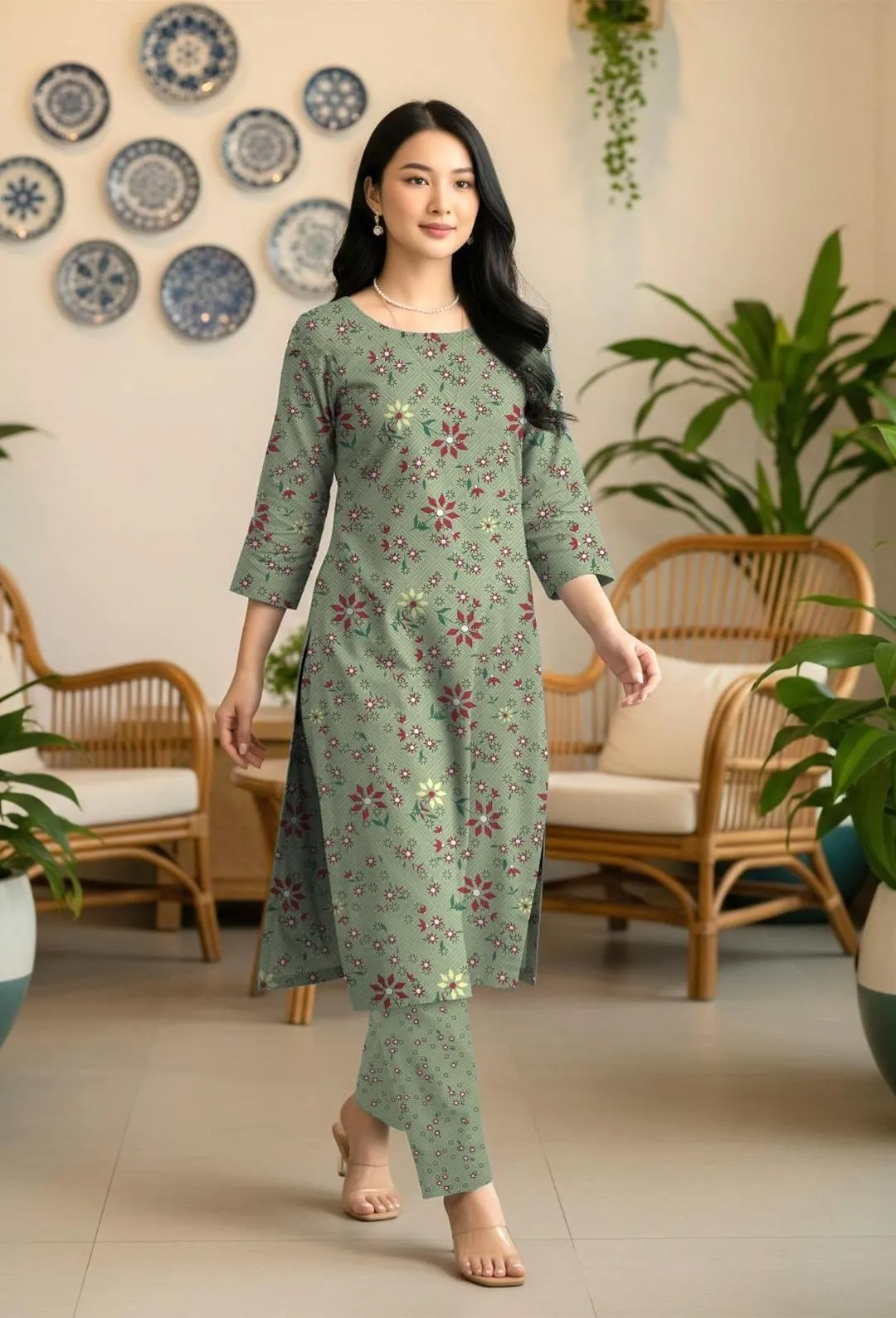 2 Pcs Women's Unstitched Printed Suit